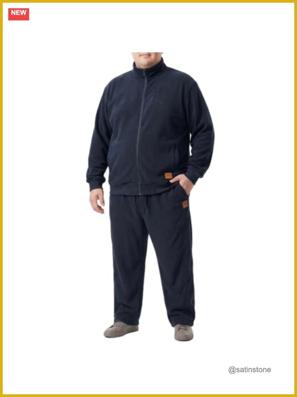 Men Big & Tall Zip Up Mock Neck Sweatshirt & Pants Loungewear Set 100% Polyester